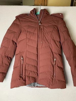 Chaqueta Eddie Bauer Mujer Pequeña Granate Sun Valley Puffer Imitación Piel Capucha Parka Abrigo Foto 1 de 4