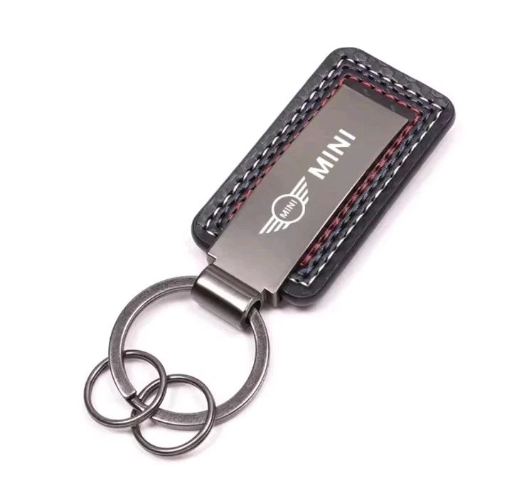Mini Premium Schlüsselanhänger Keychain Edelstahl Leder - Neu
