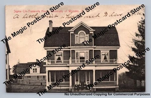 Sigma Chi Fraternity House ~ University of Wooster Ohio Antique Collotype 1907 - Picture 1 of 2