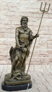 Poseidon God of The Sea Bronzed Sculpture Figurine Figure Statue Artwork Gift NR - Picture 1 of 10