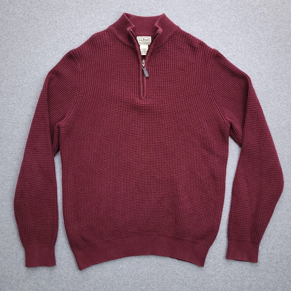 LL Bean Sweater Medium Tall Waffle Knit Fisherman Cashmere Blend Pullover Men - Image 1 of 4