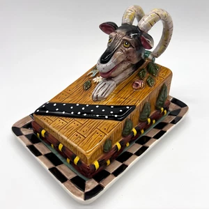 House of Hatten Mountain Goat Covered Butter Dish Peggy Fairfax Herrick - Picture 1 of 13