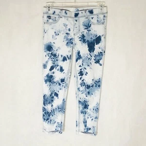 Joradache tie die jeans capris blue white stretch cotton blend kids size large  - Picture 1 of 8