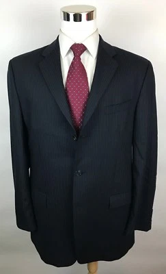 Traje de lana Calvin Klein azul marino a rayas ajuste moderno 3 botones para hombre talla 42L 36x30 Foto 1 de 4