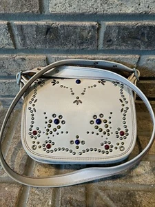 Coach Patricia Saddle Crossbody Cream Leather Western Studded - Picture 1 of 13