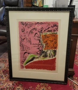 André Masson: "Dame Au Tournesol"_Surreal Framed Lithograph #128/200, Circa 1960 - Picture 1 of 9