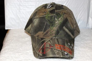 DEER HUNTING BORN TO PULL THE TRIGGER BULET HOLE BASEBALL CAP ( CAMOUFLAGE ) - Picture 1 of 3