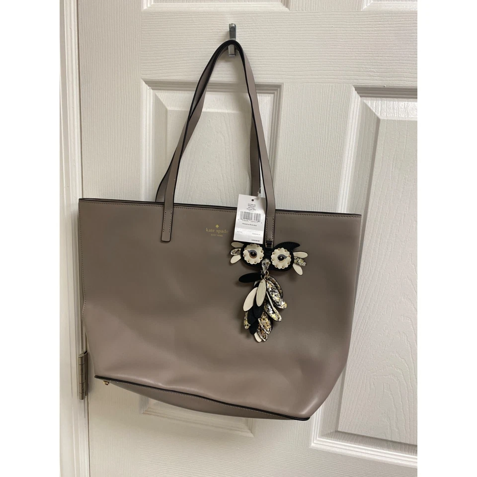 Kate Spade Owl Little Len Tote Star Bright WKRU5675 Cityscape Grey Leather