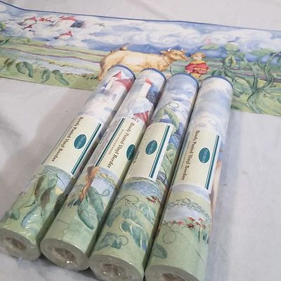 LOTE de 4 rollos de papel tapiz borde Jack habichuelas castillo cuento de hadas dormitorio infantil Foto 1 de 4