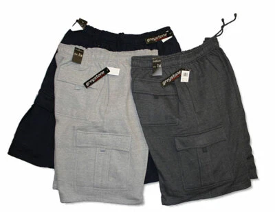 BIG TALL Greystone Fleece Cargo Shorts - HEAVY DUTY Casual Bottoms - 3X TO 10X - Image 1 of 3