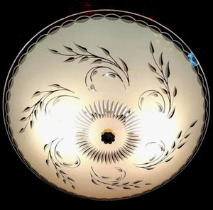 Vintage 1960's-70's MCM Retro Wheat Designer Round Glass Shade Light Fixture - Picture 1 of 12