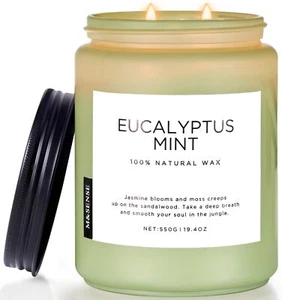 Eucalyptus & Mint Candles For Home Scented 19.4oz 110 Hours Burn Soy Aromatherap - Picture 1 of 8