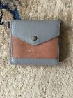 Very Elegant Lavemi Leather Wallet Pebbled Gray Brown Patch For Women