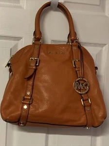 Michael Kors Bedford Belted Orange Pebbled Leather Shoulder Bag Handbag - Picture 1 of 24