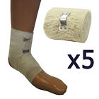 Qualicare Haltbar Premium 5cm Baumwolle Krepp Bandage Sttze Dressings 5 Pack