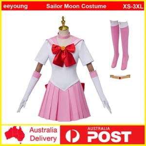 Sailor Chibi Moon Sailormoon Costume Halloween Cosplay Uniform Pink Fancy Dress - Picture 1 of 4