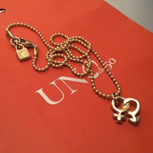 NWT Uno de 50 Gold-plated Beaded Necklace “And Love Pendant” Approx 18” Length - Picture 1 of 8