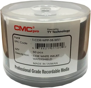 Watershield Glossy White Inkjet Hub 48X 80 Minute/700Mb Cd-Rs in 50 Disc Cake Bo - Picture 1 of 1