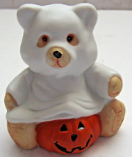 Halloween Bear Figurine Porcelain Bisque Ghost Goblin Pumpkin