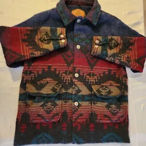 Vintage Woolrich Jacket Men XL Southwest Aztec Wool Cruiser Cloak Barn Coat Gorp - Picture 1 of 11