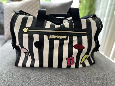 Betsey Johnson Bon Voyage Weekender Duffel Carry-on Bag W/ Patches & Luggage Tag - Image 1 of 4
