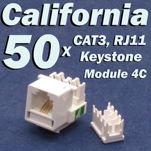 50 X Pcs CAT3 Keystone Jack RJ11 6P4C Phone Telephone Modular White CAT 3  - Picture 1 of 12