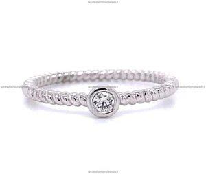 0.12 Ct Natural Diamond Stackable Band Wedding Ring 14k White Gold Fine Jewelry - Picture 1 of 5