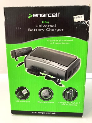 Evercell 8-Bay Universal Battery Charger, Charges AA, AAA, C, D & 9V - Image 1 of 4