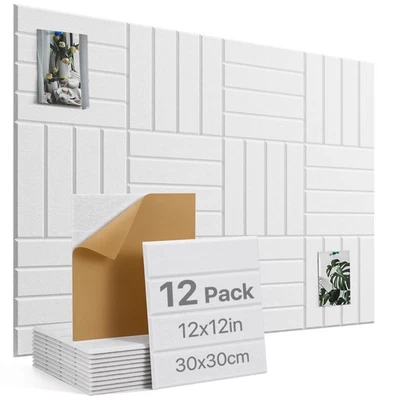 Large Cork Board, 12 Pack 12"X12"X0.4" Felt Bulletin Board Tiles with Self Ad... - Image 1 of 4