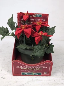Gemmy Spinning Poinsettias Flowers Rocking Around The Christmas Tree New in Box - Picture 1 of 6