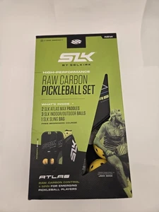 SLK Raw Carbon Pickleball Paddle Set 2 pagaie 3 palline 1 borsa NUOVO - Foto 1 di 7