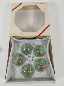 Adornos de vidrio pintados a mano vintage con reflejos navideños decoraciones americanas - Imagen 1 de 9