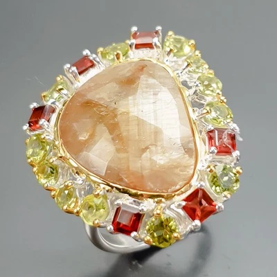 Anillo Fine Art 15ct+ Zafiro Dorado Natural Plata de Ley 925 Talla 8/R417511 Foto 1 de 4