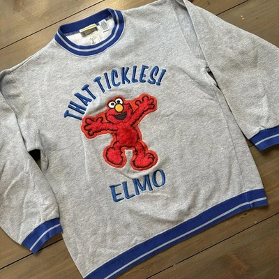 Sesame Street Elmo Sweatshirt Womens Medium Gray Crewneck That Tickles Chenille - Image 1 of 4