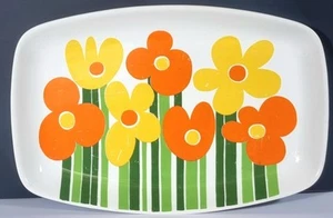 Vintage Figgjo Flint Norway Flower Plate | Retro Orange Yellow Mid Century - Picture 1 of 6