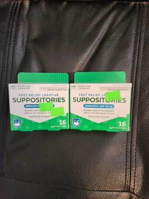Rite Aid 2 Pack Fast Relief Laxative Suppositories 10mg  16 Count each exp 1/26 - Image 1 of 2