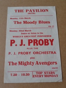 Moody Blues/P.J. Proby/Mighty Avengers 1965 Pavilion, Bath Handbill - Picture 1 of 1