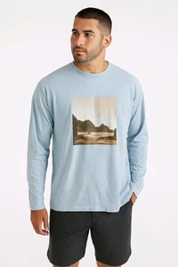 American Eagle Super Soft Coastal  Graphic  Long Sleeve Light Blue Medium M - Picture 1 of 11