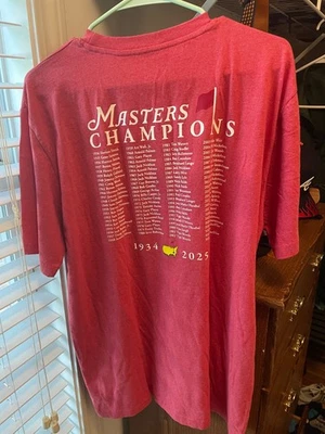 1934-2025 Masters Tee Shirt L List Of Champions Tee - Image 1 of 2