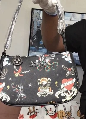 Ed Hardy "Love Kills Slowly" skull heart mini shoulder bag - Image 1 of 4