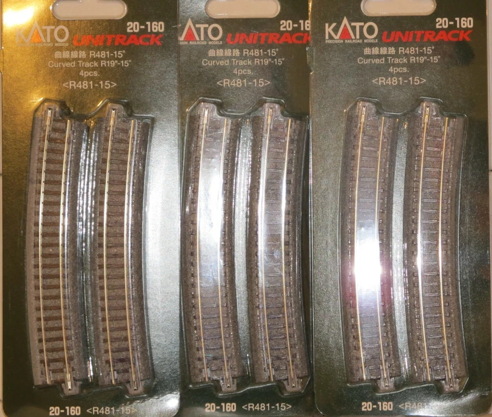 Kato N Scale 20-160 Curved Track R481-15 4 Pieces Per Pack Lot of 3 - Image 1 of 1
