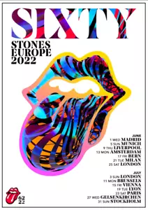 ROLLING STONES Sixty 2022 Tour: Sixty 2022 European Tour Poster - Bild 1 von 1