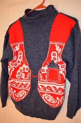 Hot Cashew Christmas Vest Holiday Hippie Paisley M Sweater USA Vintage 1980s 90s - Image 1 of 4