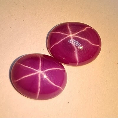 5.93 ct Star Ruby Corundum 10 x 8 mm Lily Lab PAIR 2 pieces Loose Gem - Image 1 of 4