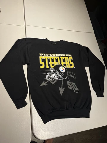 Pittsburgh Steelers Sweatshirt Men's Medium Black 90’s NFL Football Sweater VTG Cover