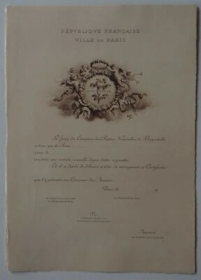 Certificat de récompense Concours des Roses Nouvelles Bagatelle ville de Paris - Photo 1/2