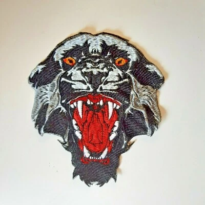 Black Panther with Open Mouth Large Handmade Embroidered Patch - Image 1 of 4