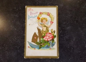 Antique My Hearts Delight Valentines Postcard - Imagen 1 de 4