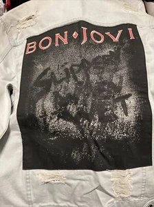 licensed bon jovi Jeans denim Jacket unisex (eXtra small) new ripped look - Picture 1 of 11