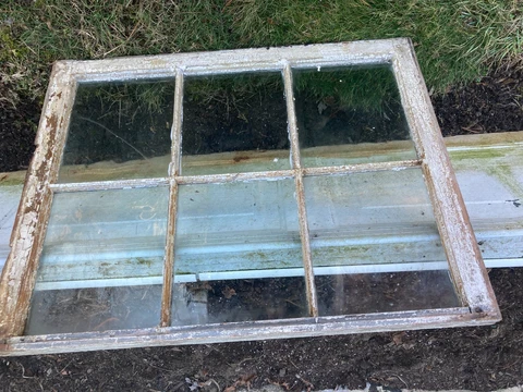 Antique Window Sash Circa 1880 6 Pane 27.25" X 34.50" free shipping Cover